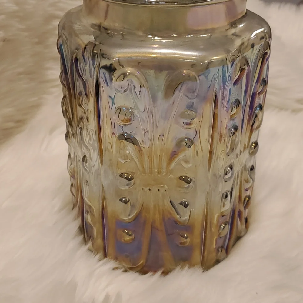 Imperial Carnival Vintage Glass Canister Atterbury Blue Cookies Jar